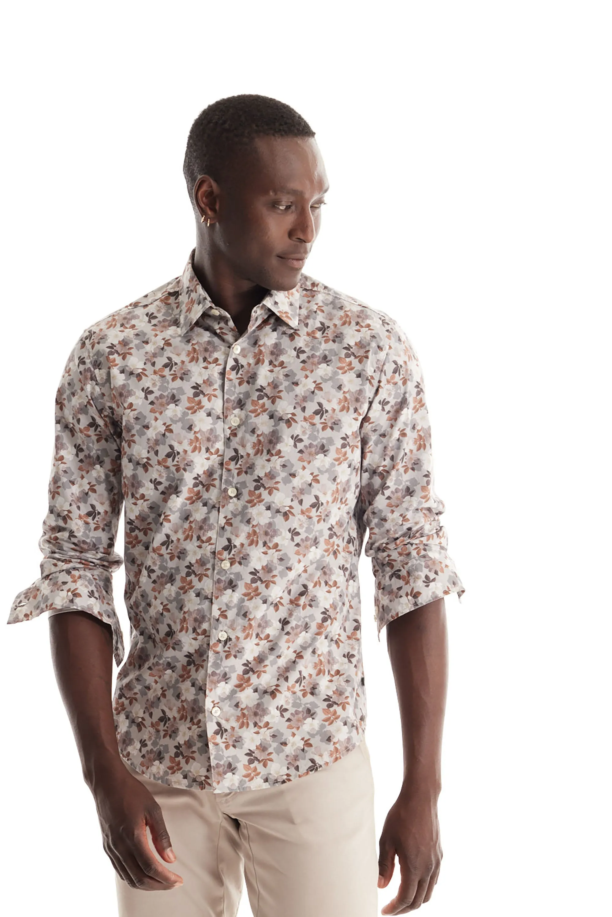 Soft Cloth Point Collar Shirt in Italian Woven Fabric - Flat Grey Nysa