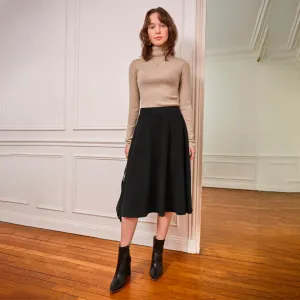 Solid High Waist Plain Flared Skirt