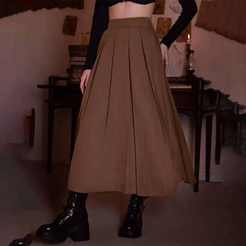 Solid Pleated Plain Skirt