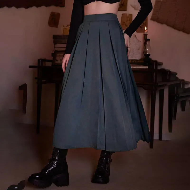 Solid Pleated Plain Skirt