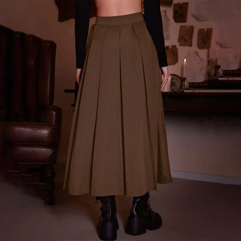 Solid Pleated Plain Skirt
