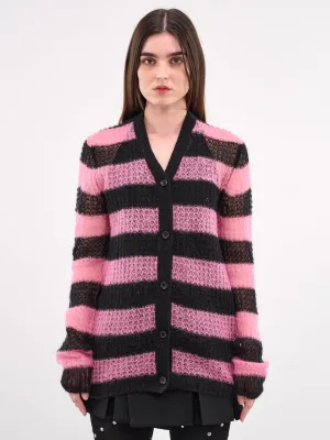 Striped Mohair Cardigan (KC0-25-638-U-PINK)