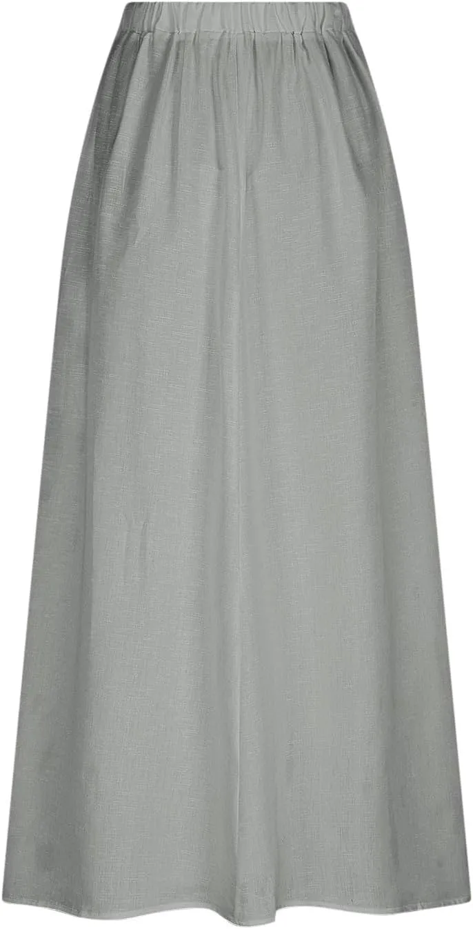 Summer Skirts for Women Long Boho Skirts with Pockets Plus Size Casual Skirts Elastic Waist Beach Skirt Cruise Wear