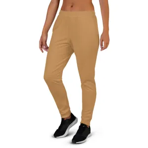 Tan Women's Joggers, Brown Womens Joggers Casual Skinny Best Sweatpants-Made in EU