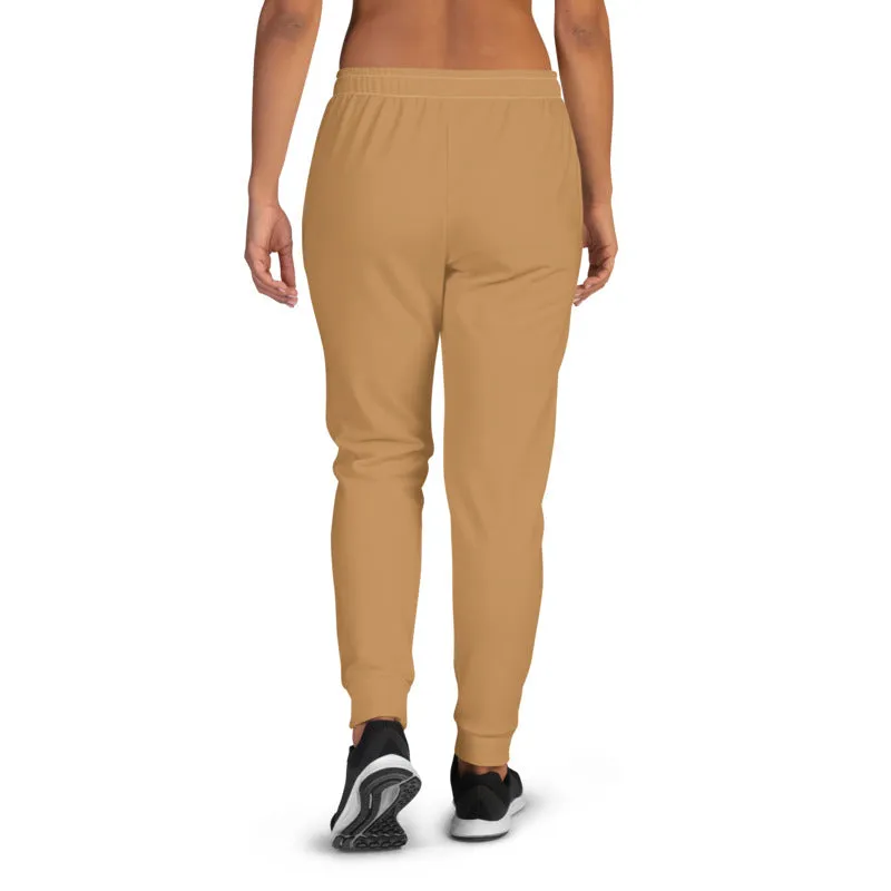Tan Women's Joggers, Brown Womens Joggers Casual Skinny Best Sweatpants-Made in EU