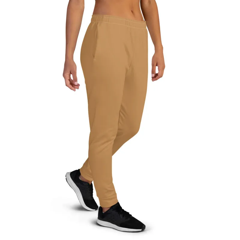Tan Women's Joggers, Brown Womens Joggers Casual Skinny Best Sweatpants-Made in EU