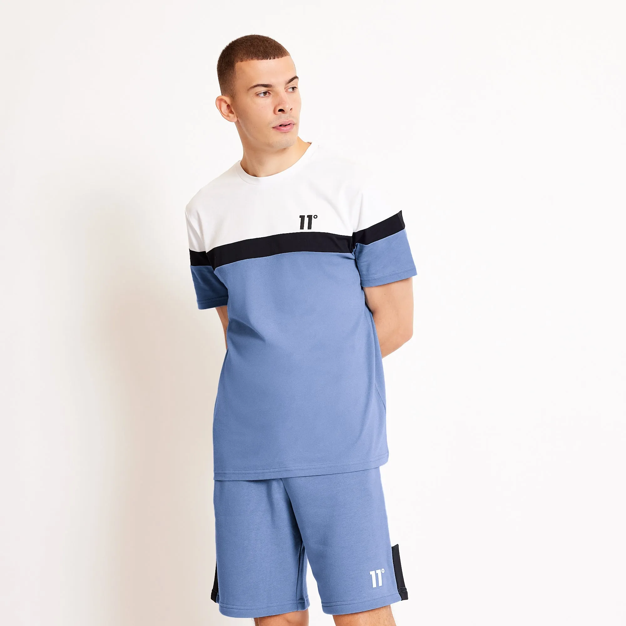Triple Panel T-Shirt - Shadow Blue / White / Black