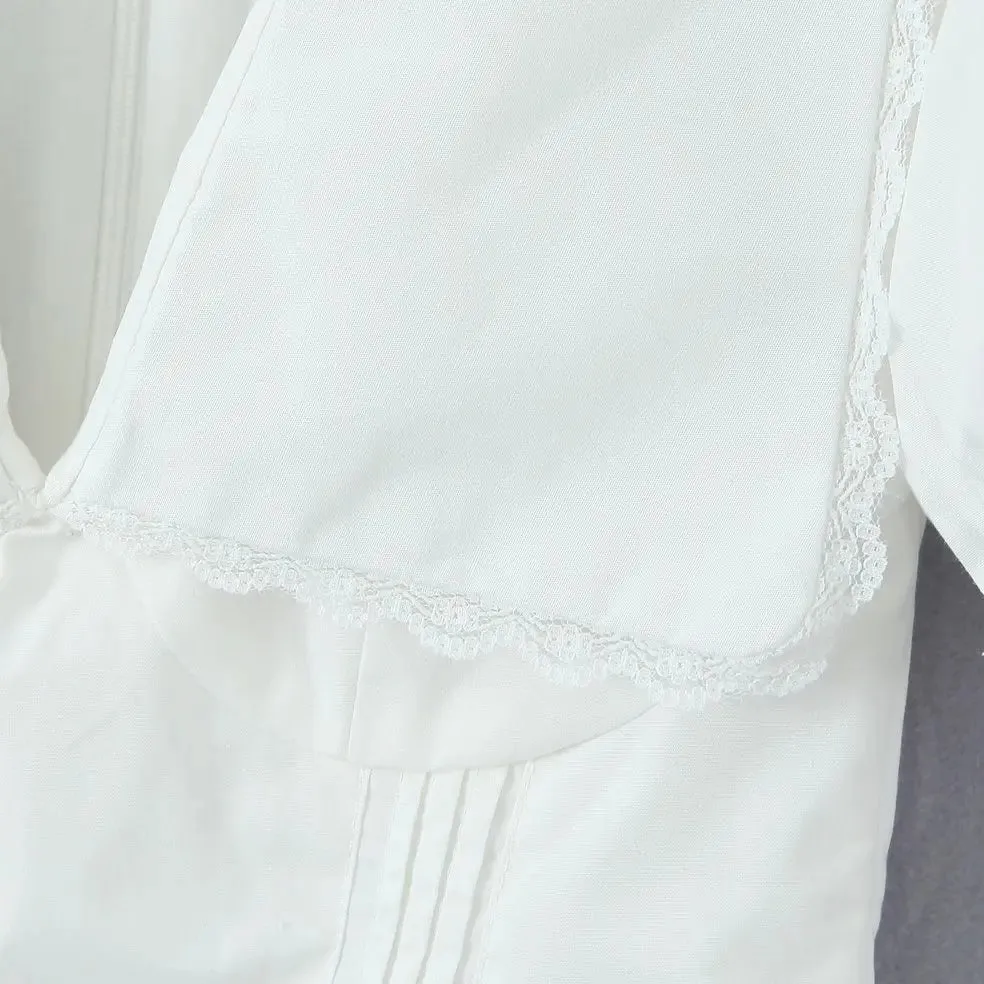 White Lace Corset Short Tops Blouse
