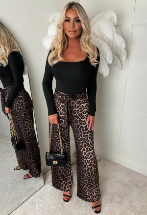 Wild Embrace Leopard Print Belted Trousers