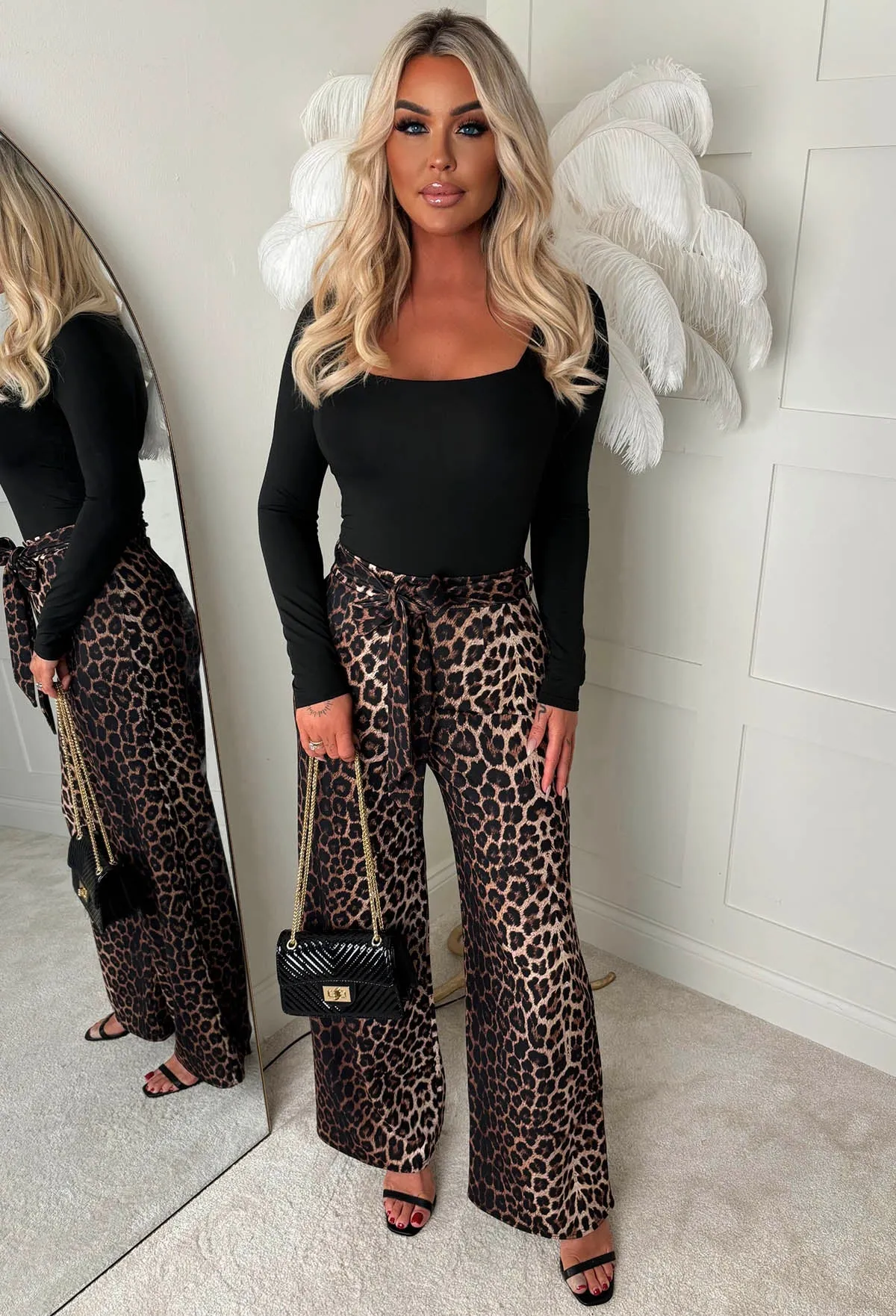Wild Embrace Leopard Print Belted Trousers