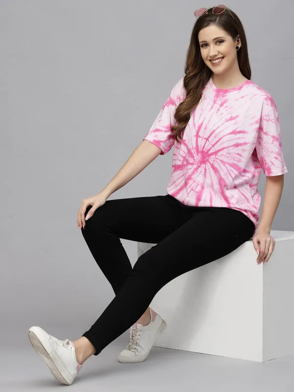 Women Pink Odour Free Oversize T-shirts