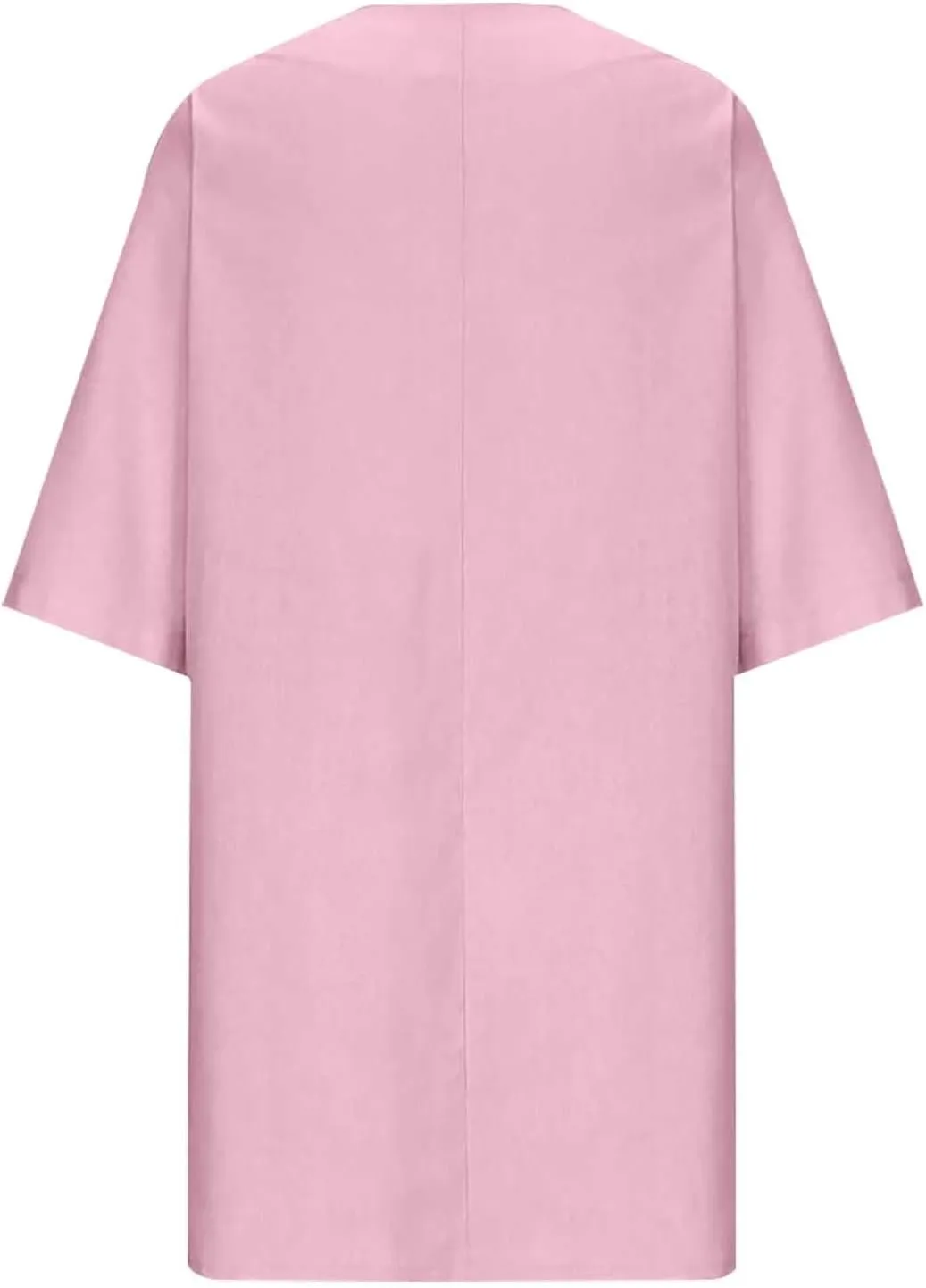 Women Summer Crew Neck Half Sleeve Midi Dress Casual Side Split Plus Size Wrinkle-Free Travel Vacation T Shirt Dress