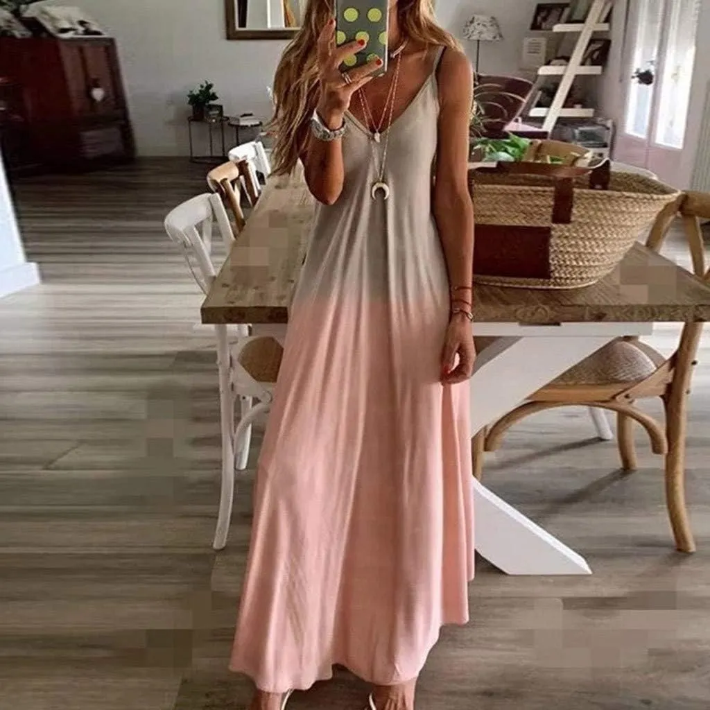 Womens Summer Dresses 2024 Casual Boho Spaghetti Strap Floral Midi Dress Plus Size Long Flowy Maxi Sundresses
