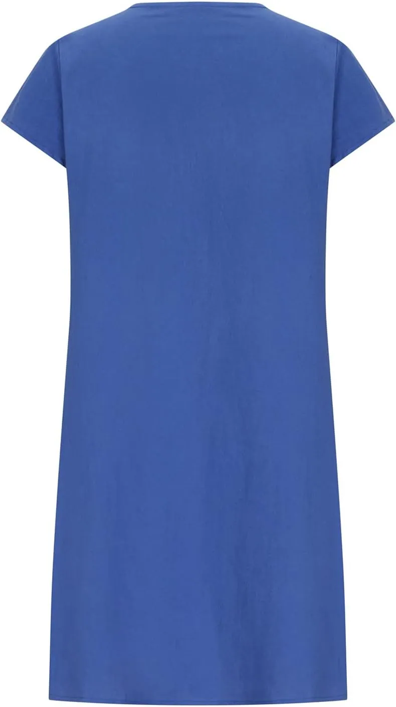 Womens Summer Dresses Short Sleeve Linen Dress Crewneck Tshirt Dress Pleated Sundress Casual Beach Vacation Outfits