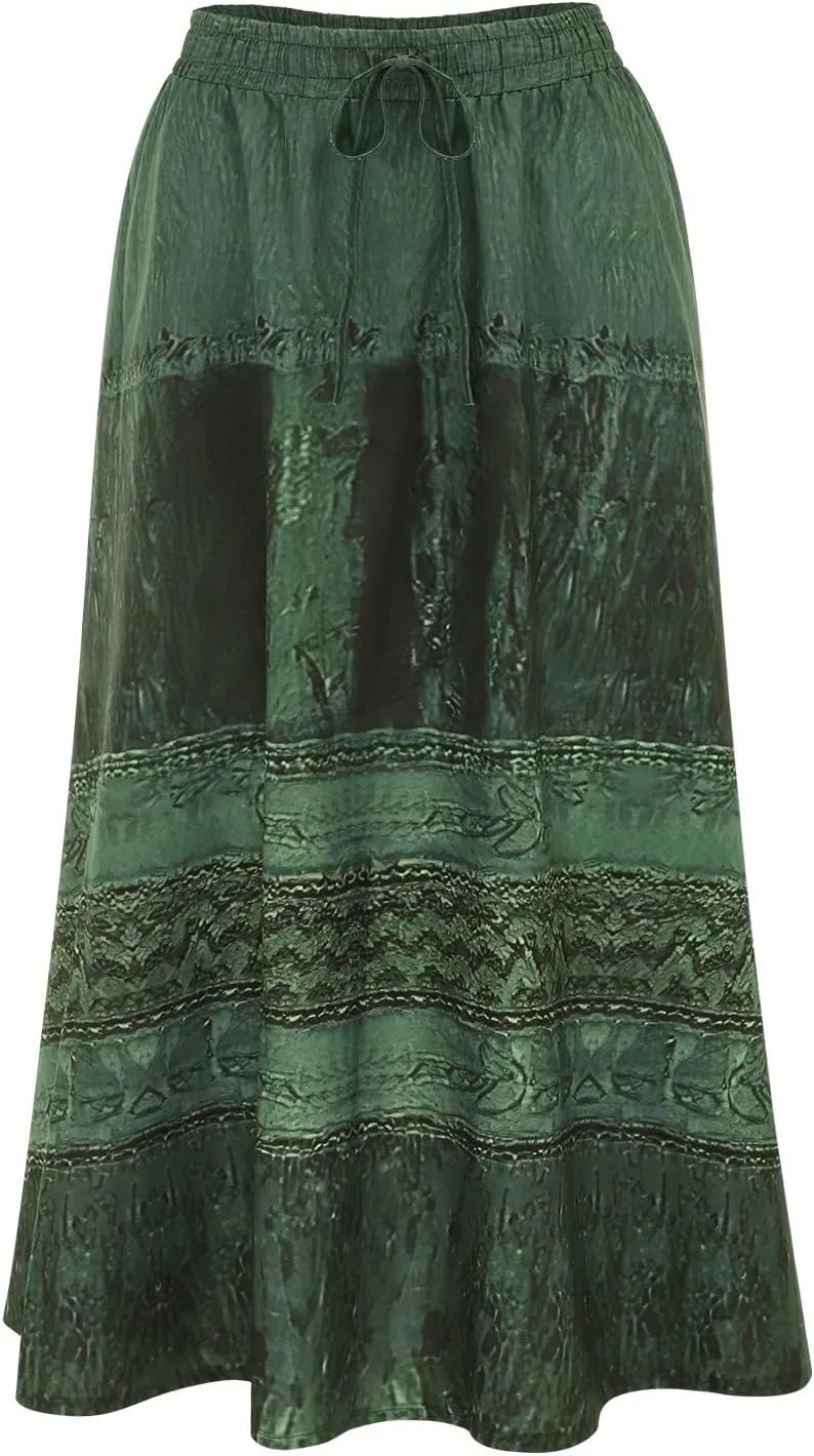 Women's Summer Elastic High Waist Maxi Skirt Casual Boho Floral Pleated Long Skirt Flowy A Line Skirts