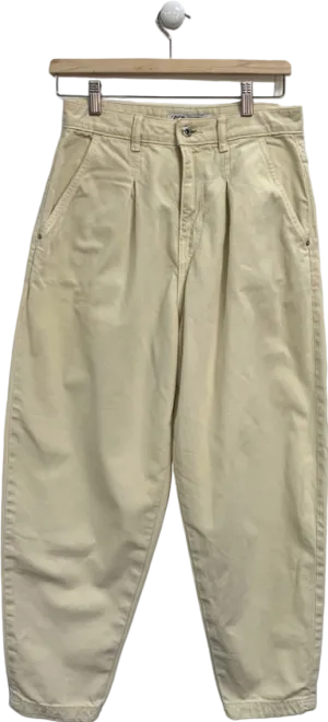 Zara Beige High-Waisted Trousers UK 8