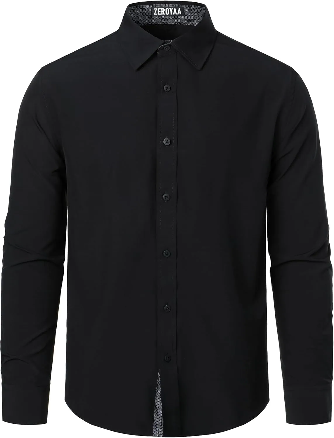 ZEROYAA Men's Regular Fit Dress Shirt Stretch Wrinkle-Free Long Sleeve Casual Business Button Up Shirts